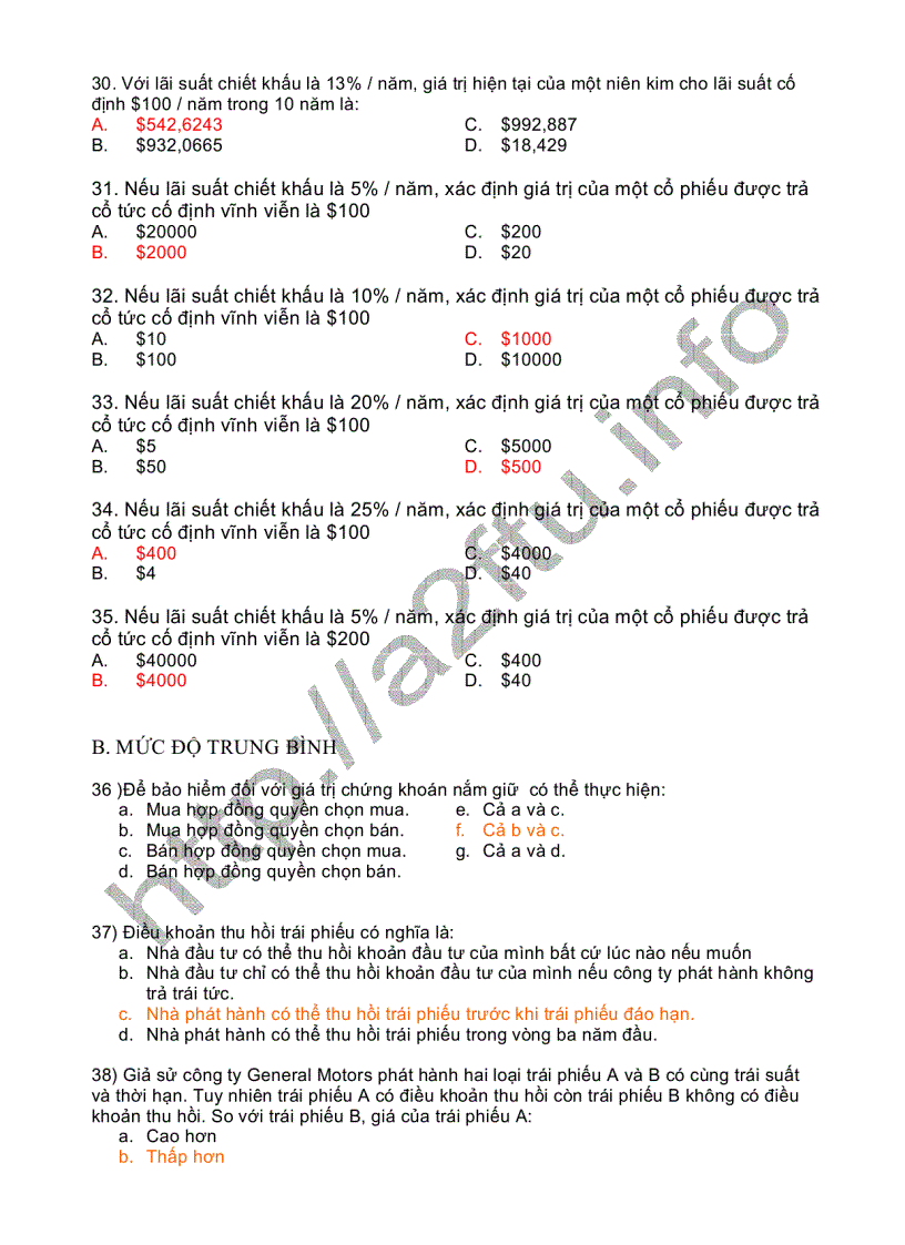 image for page Đề thi môn thị trường chứng khoán của Đại học Ngoại thương CÓ ĐÁP ÁN