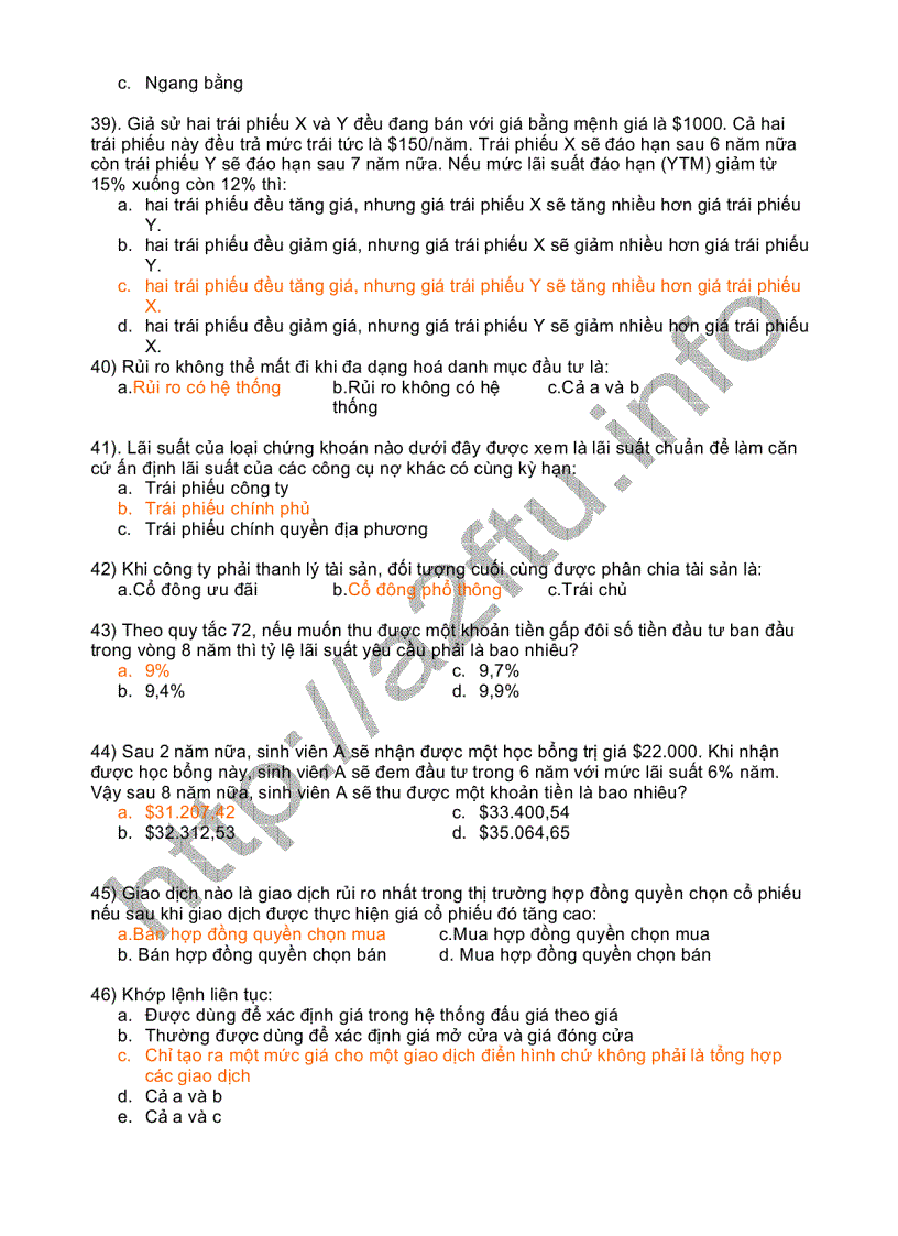 image for page Đề thi môn thị trường chứng khoán của Đại học Ngoại thương CÓ ĐÁP ÁN