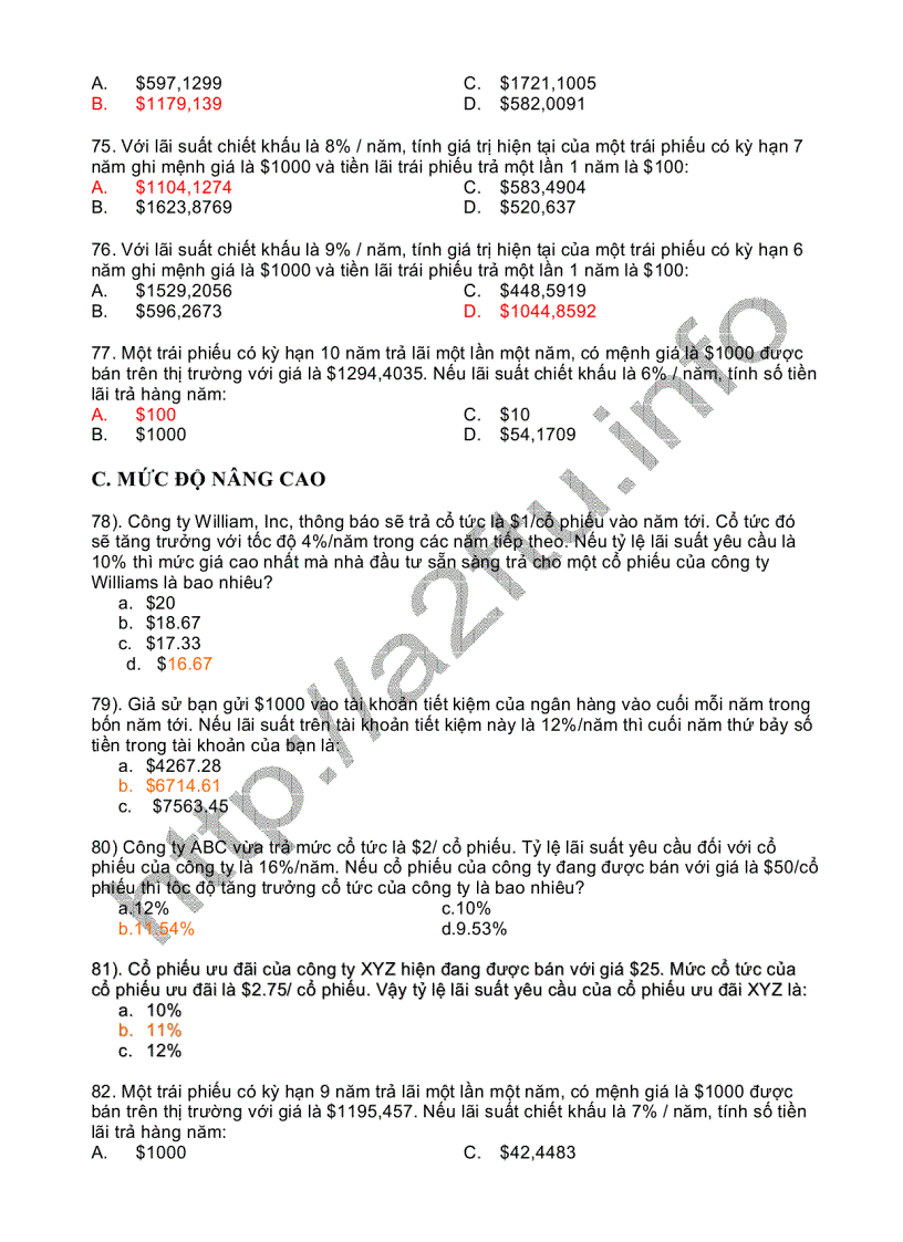 image for page Đề thi môn thị trường chứng khoán của Đại học Ngoại thương CÓ ĐÁP ÁN