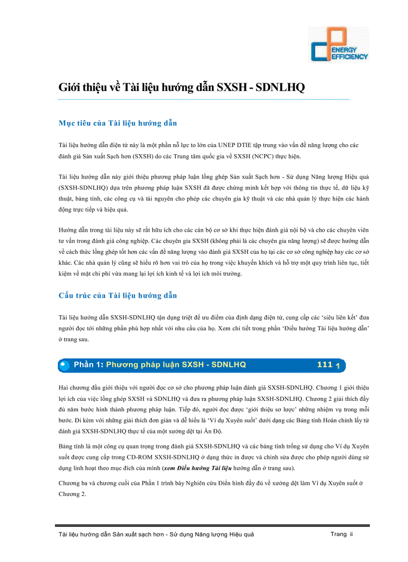 image for page Hướng dẫn lồng ghép Sản xuất sạch hơn và Sử dụng năng lượng hiệu quả