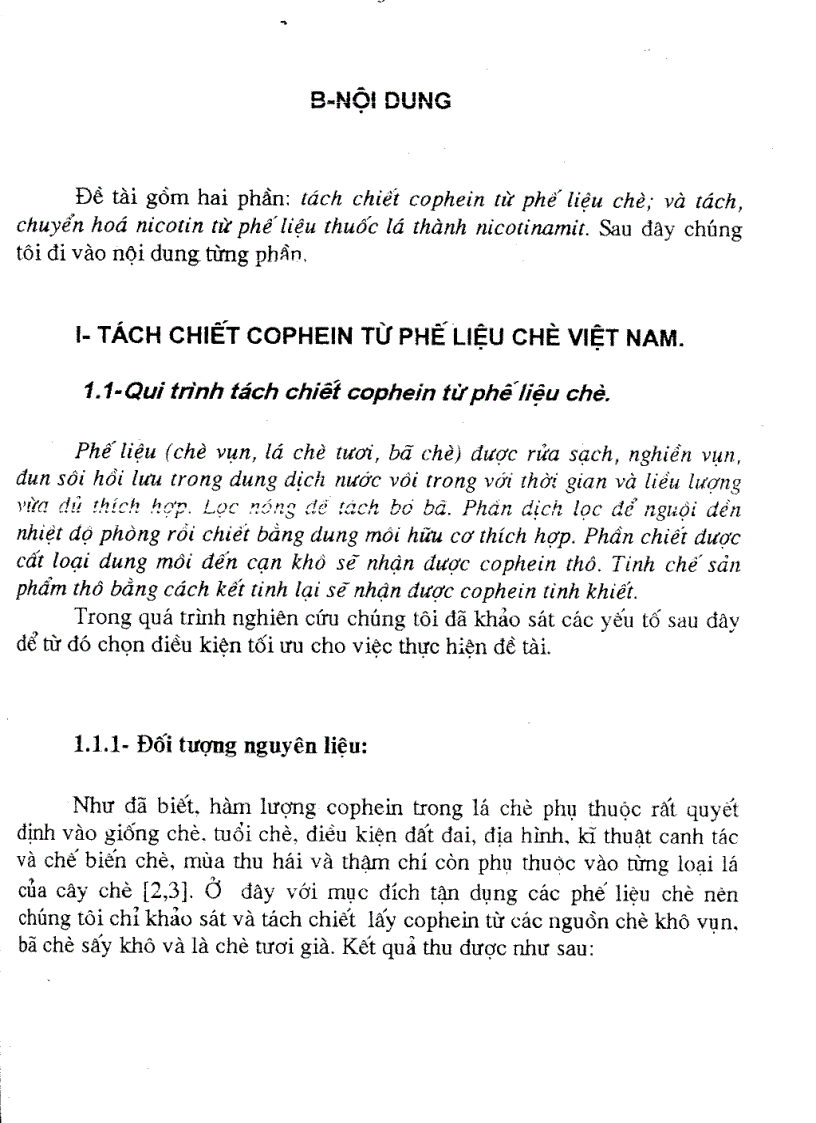 image for page Nghiên cứu phương phápTách chiết cafein từ phế liệu chè Việt Nam