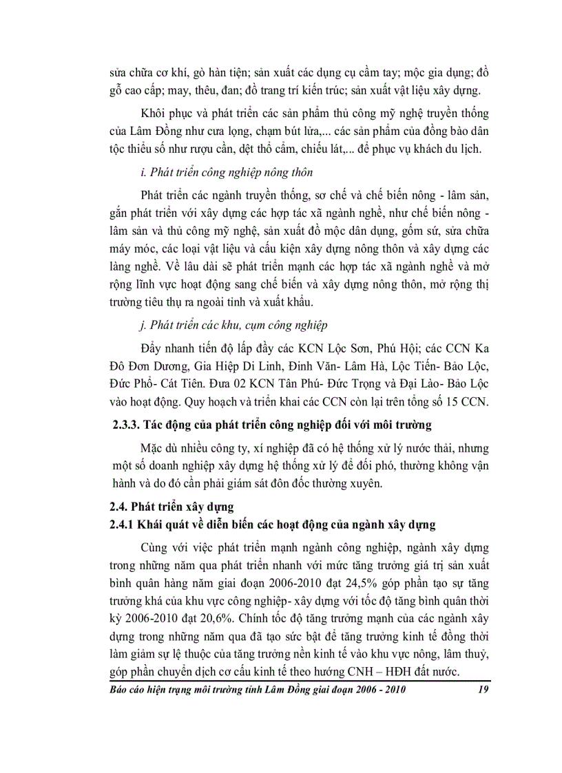 image for page Hiện trạng môi trường tỉnh Lâm đồng giai đoạn 2006 2010