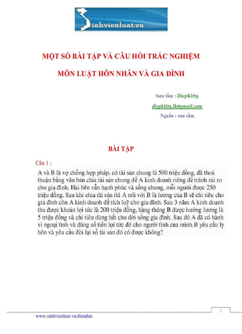 image for page Một số bài tập và câu hỏi trắc nghiệm môn luật hôn nhân và gia đình