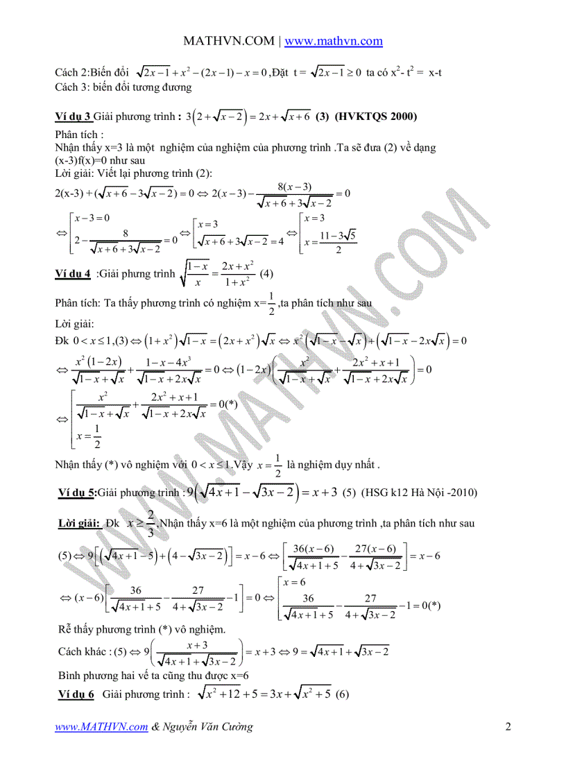image for page Sử dụng lượng liên hợp để giải phương trình vô tỉ