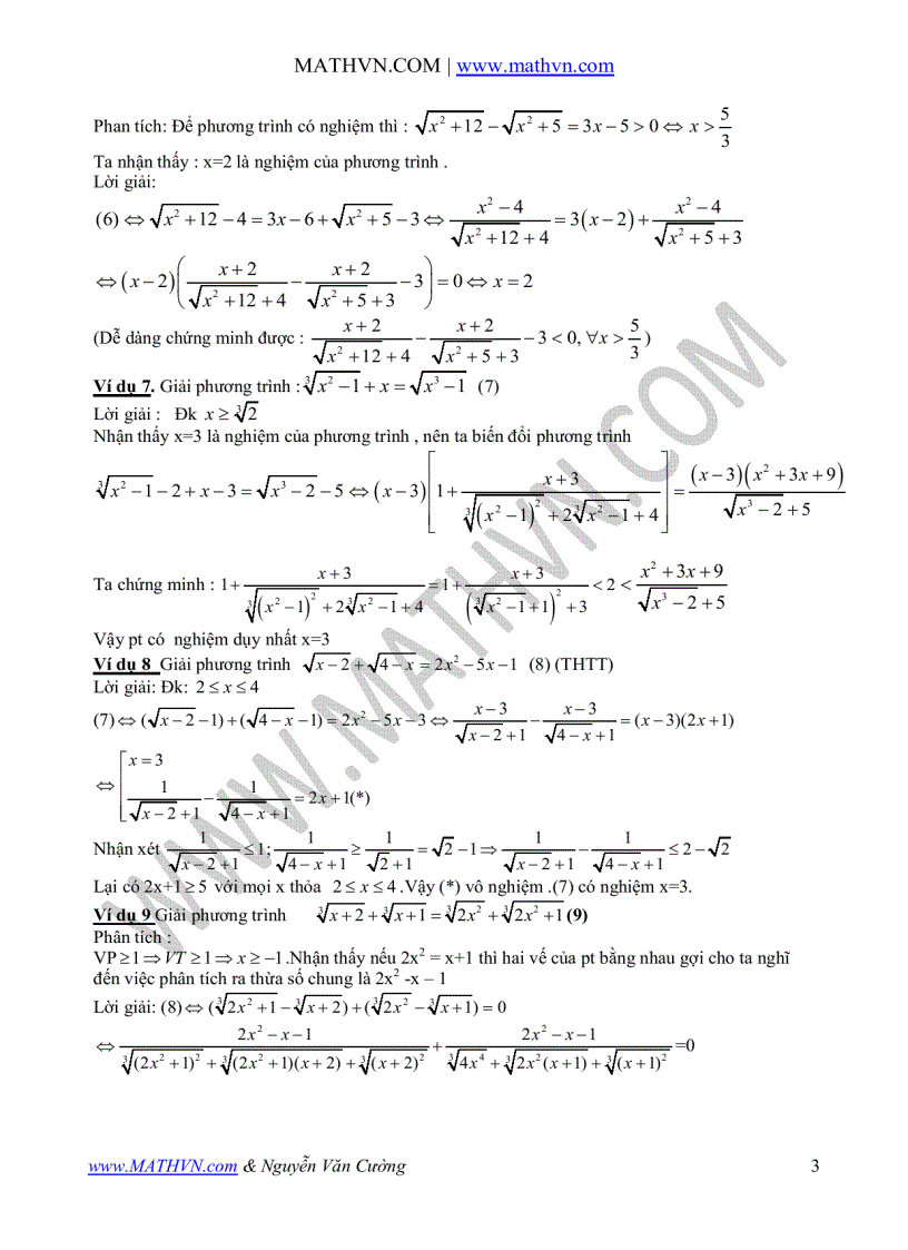 image for page Sử dụng lượng liên hợp để giải phương trình vô tỉ