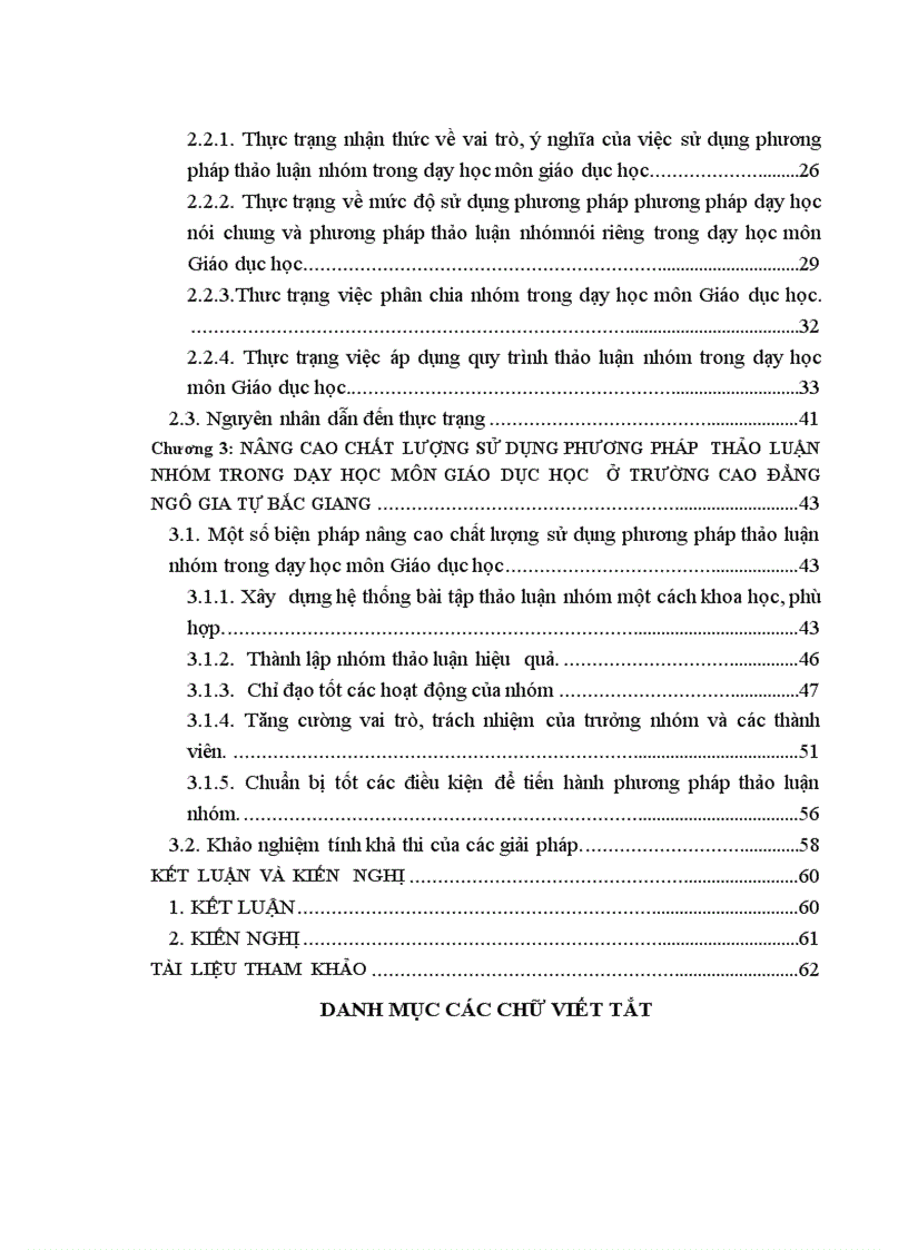 Biện pháp nâng cao chất lượng sử dụng phương pháp thảo luận nhóm trong dạy học môn Giáo dục học ở trường Cao đẳng Ngô Gia Tự Bắc Giang 77 trang