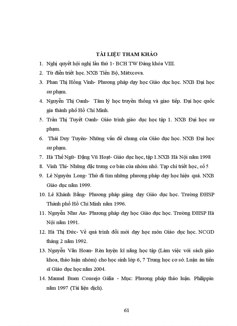 image for page Biện pháp nâng cao chất lượng sử dụng phương pháp thảo luận nhóm trong dạy học môn Giáo dục học ở trường Cao đẳng Ngô Gia Tự Bắc Giang 77 trang