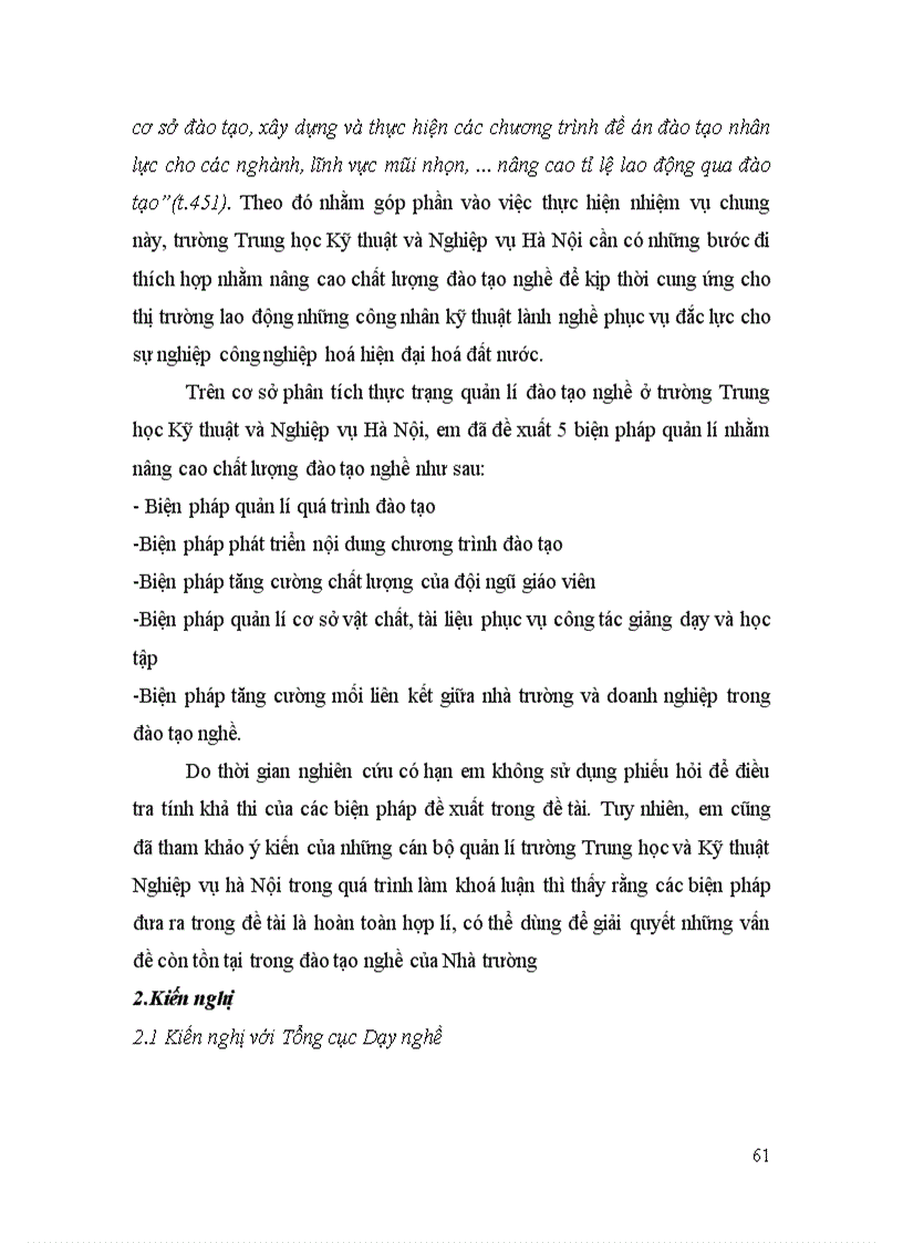 image for page Biện pháp quản lí nhằm nâng cao chất lượng đào tạo nghề ở trường Trung học Kỹ thuật và Nghiệp Vụ Hà Nộ 64trang i