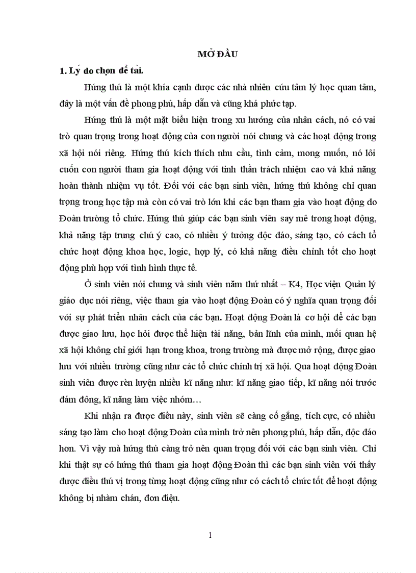 image for page Hứng thú hoạt động Đoàn của sinh viên năm thứ nhất Học viện Quản lý giáo dục 66trang