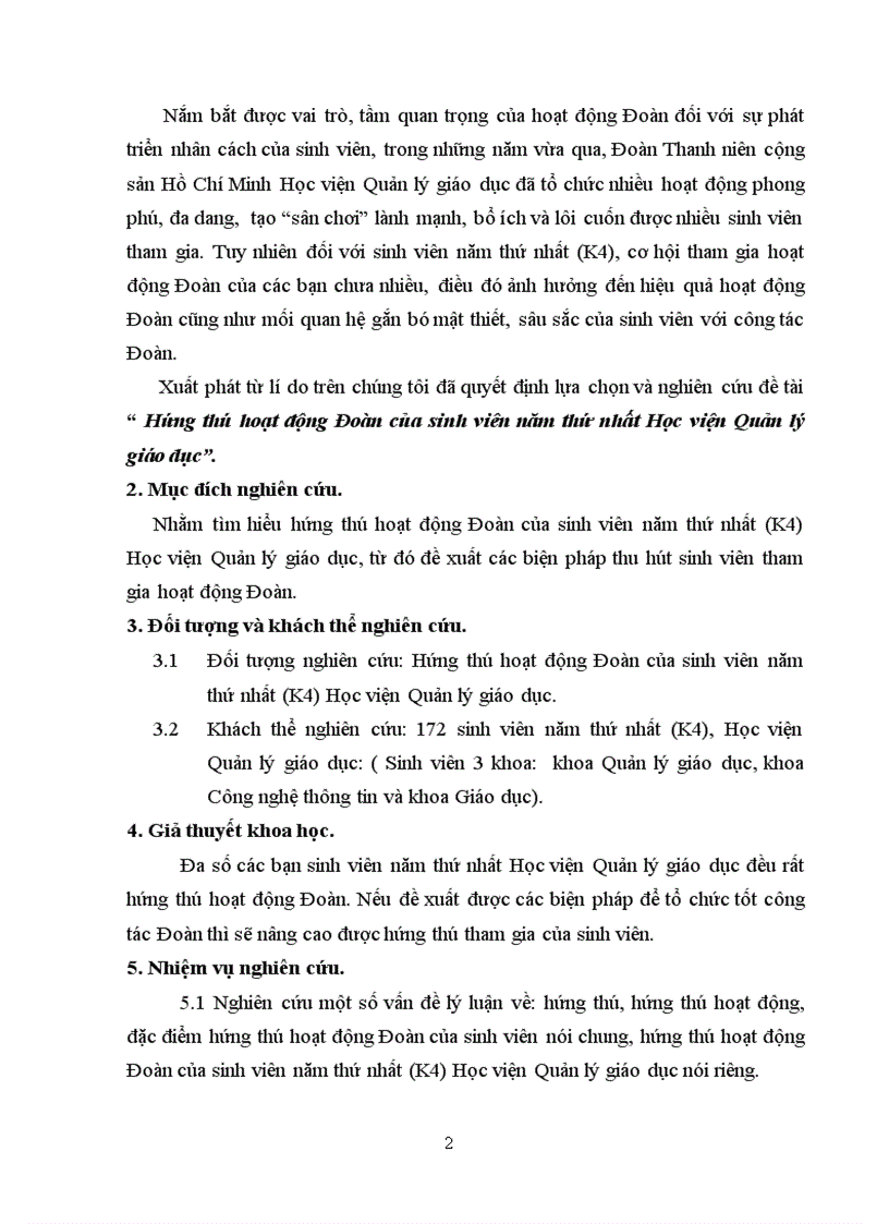 image for page Hứng thú hoạt động Đoàn của sinh viên năm thứ nhất Học viện Quản lý giáo dục 66trang
