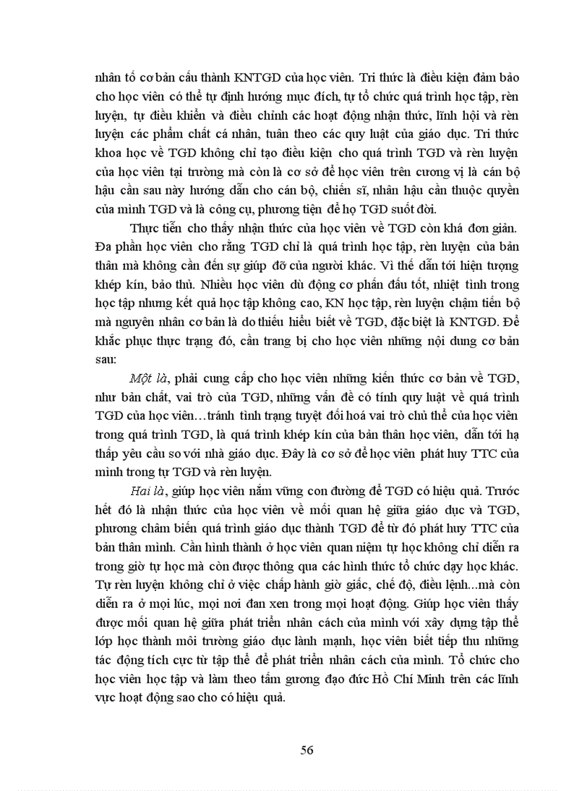 image for page Bồi dưỡng kỹ năng tự giáo dục cho học viên đào tạo sỹ quan cấp phân đội trình độ đại học ở Học viện Hậu cần hiện nay 57trang