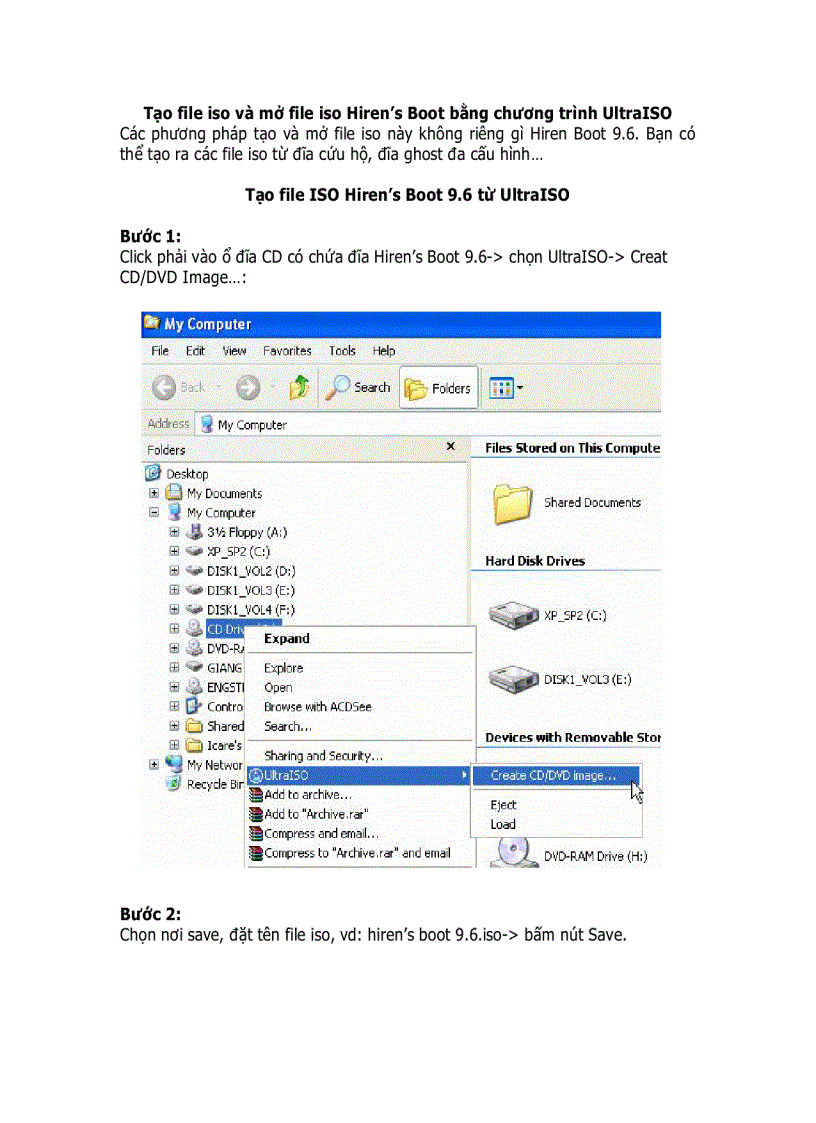 image for page Tạo file iso và mở file iso Hiren s Boot bằng chương trình UltraISO