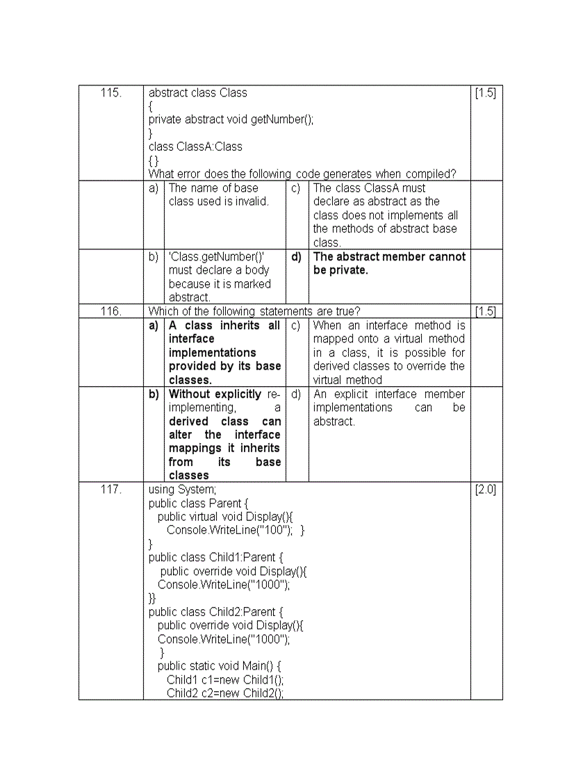 Questions to NET and Programming in C v2