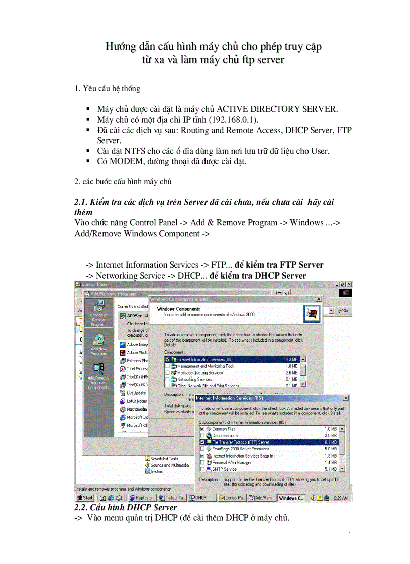 image for page Hướng dẫn cấu hình máy chủ cho phép truy cập từ xa và làm máy chủ ftp server