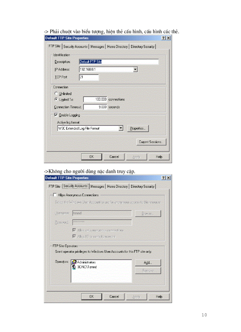 image for page Hướng dẫn cấu hình máy chủ cho phép truy cập từ xa và làm máy chủ ftp server