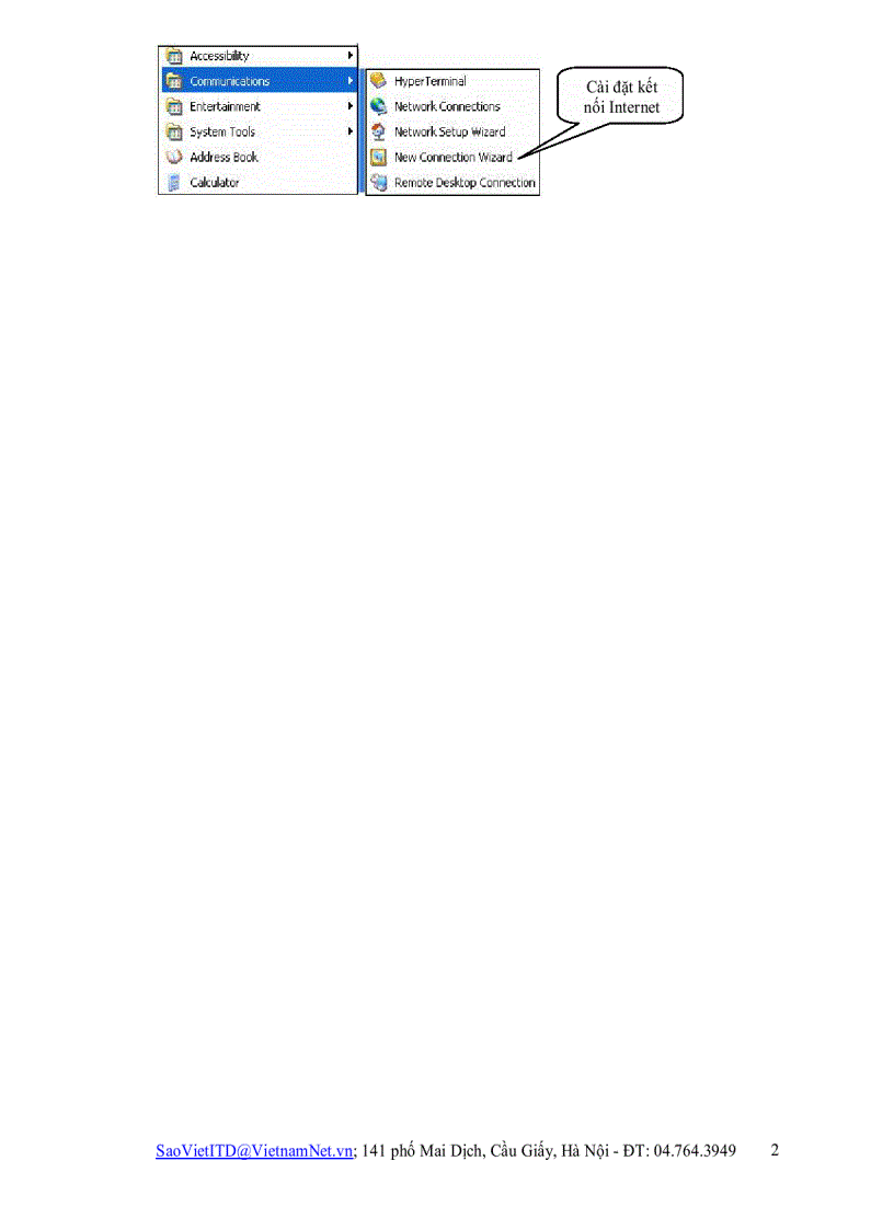 image for page Hướng dẫn cài đặt kết nối Internet bằng Modem quay số Dành cho Hệ điều hành Windows XP