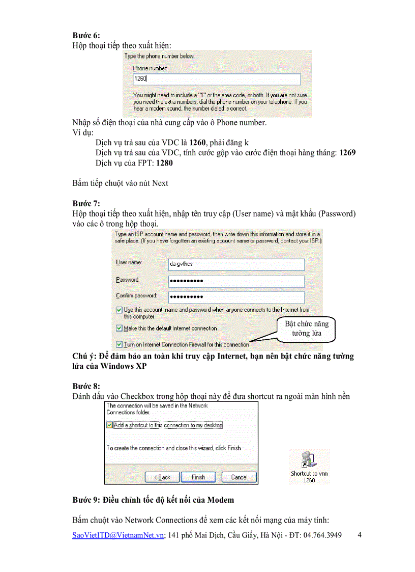 image for page Hướng dẫn cài đặt kết nối Internet bằng Modem quay số Dành cho Hệ điều hành Windows XP