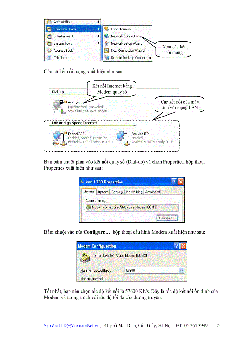 image for page Hướng dẫn cài đặt kết nối Internet bằng Modem quay số Dành cho Hệ điều hành Windows XP