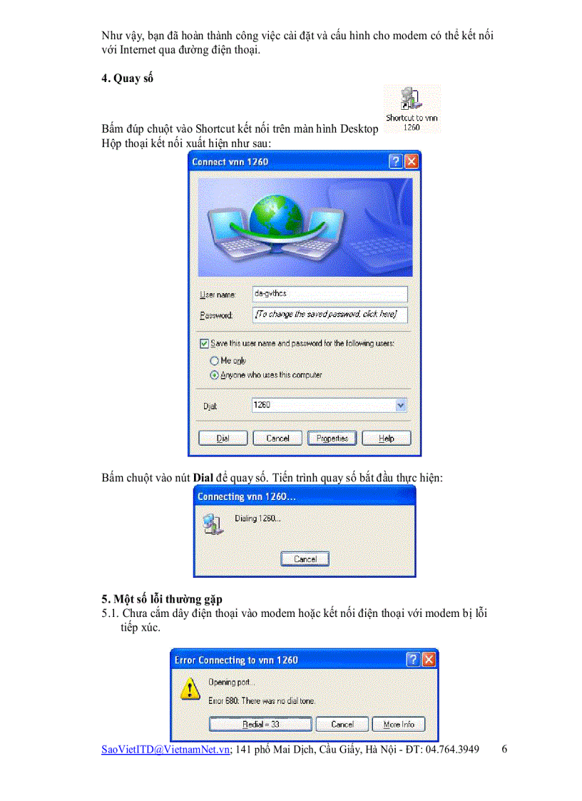 image for page Hướng dẫn cài đặt kết nối Internet bằng Modem quay số Dành cho Hệ điều hành Windows XP
