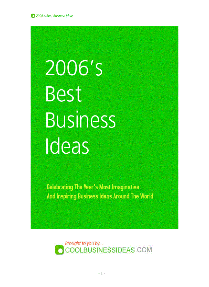 image for page 2006 Best Biz Ideas