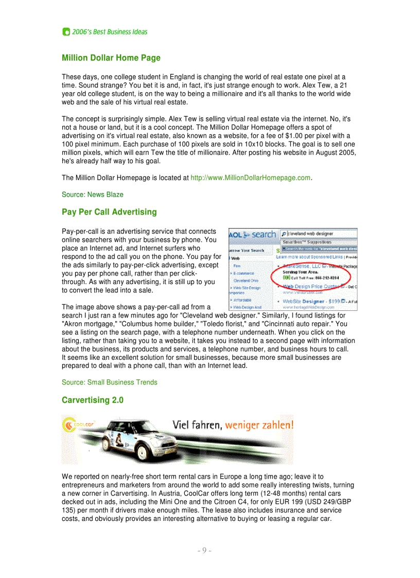 image for page 2006 Best Biz Ideas
