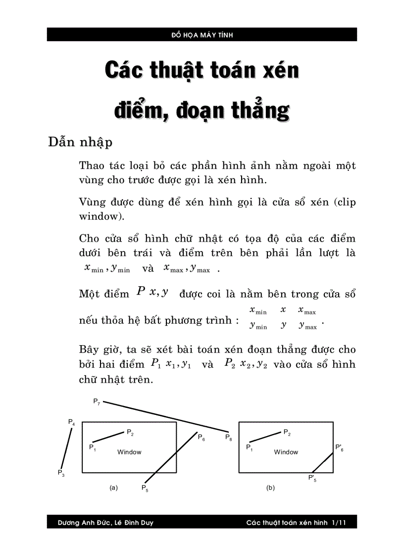 Các thuật toán xén điểm đoạn thẳng