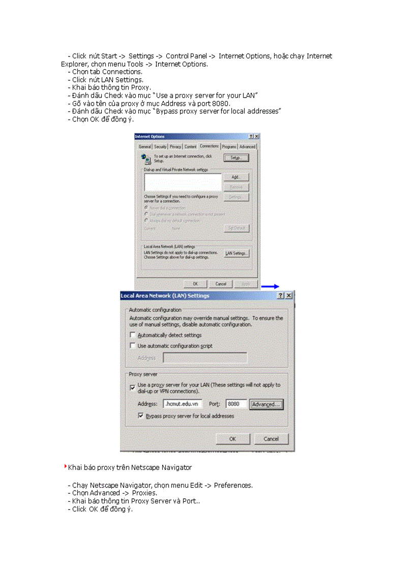 image for page Cấu hình tĩnh thông tin TCP IP Cấu hình Web Browser để sử dụng dịch vụ WWW Cấu hình Mail Client để sử dụng dịch vụ E mail
