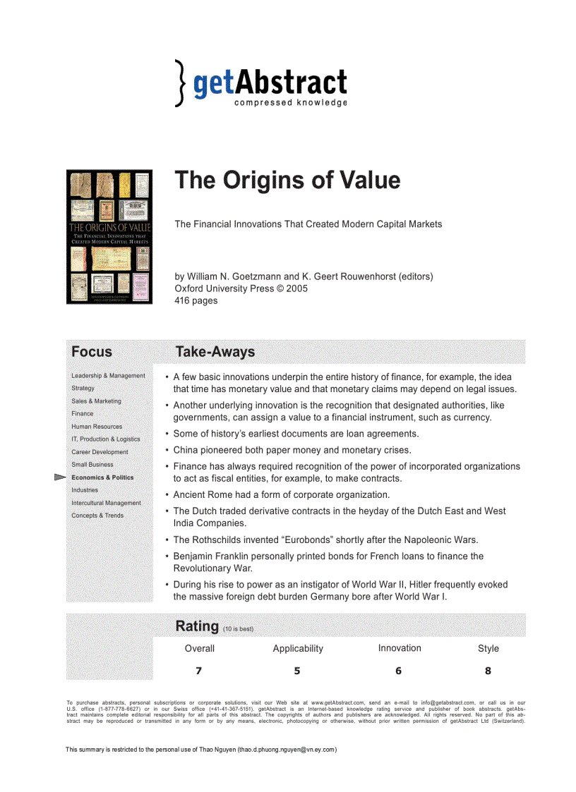 image for page The Origins of Value The Financial Innovations that Created Modern Capital Markets