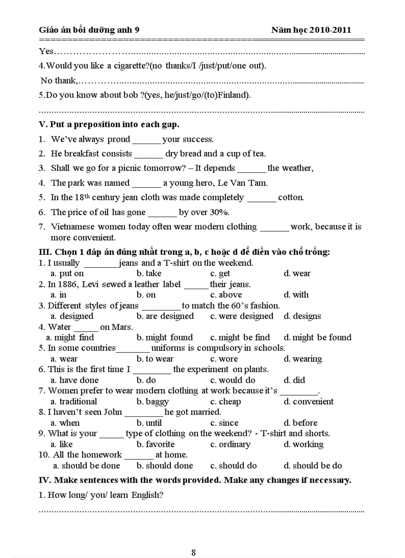 image for page Giáo án bồi dưỡng Anh 9 Học kỳ I