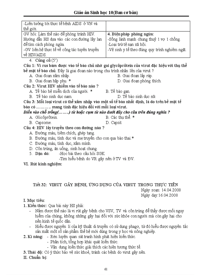 image for page Giáo án Sinh Học 10 Ban cơ bản