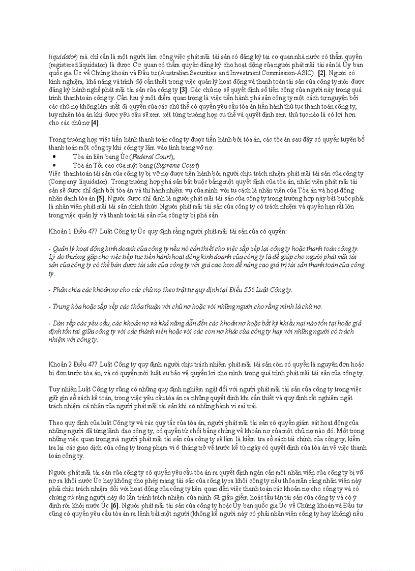 image for page Pháp luật về thanh toán công ty vì lý do vỡ nợ ở úc