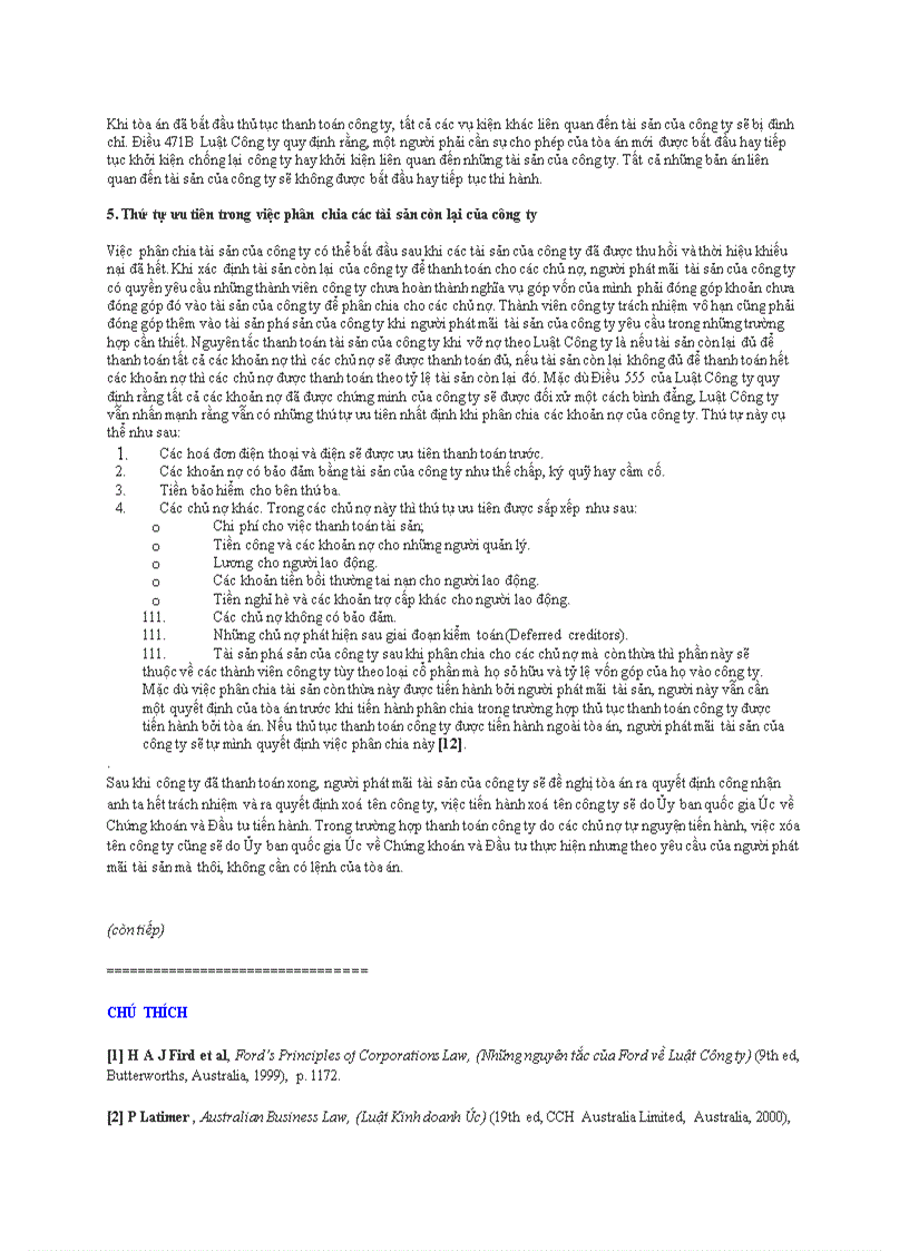 image for page Pháp luật về thanh toán công ty vì lý do vỡ nợ ở úc