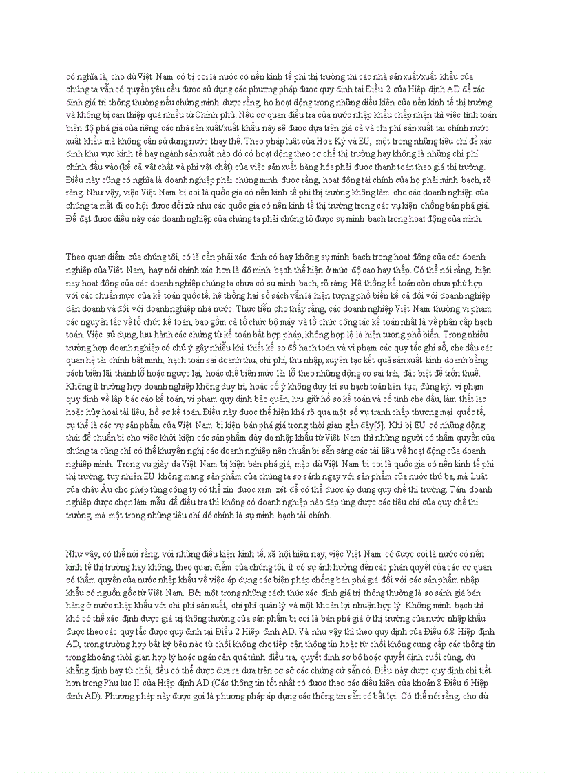 image for page Quy chế nền kinh tế phi thị trường và vấn đề minh bạch để ứng phó với các vụ kiện bán phá giá