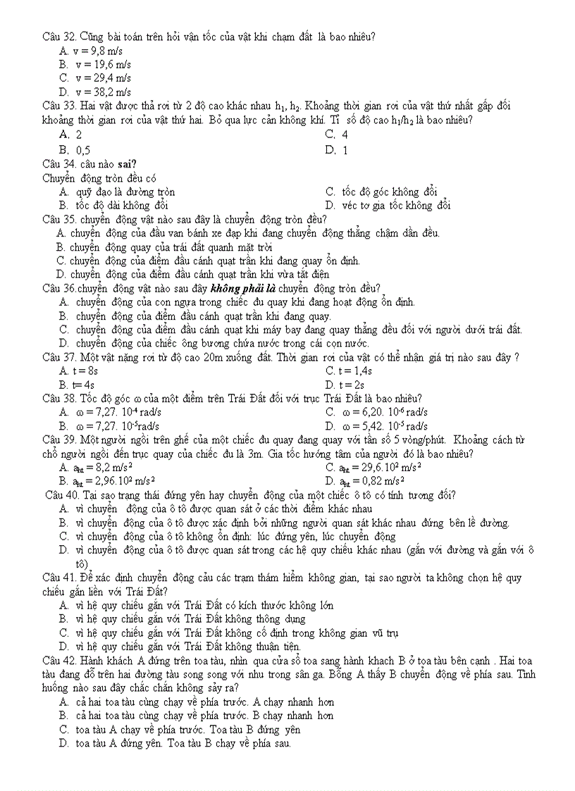 image for page Câu hỏi trắc nghiệm vật lý 10 chương i