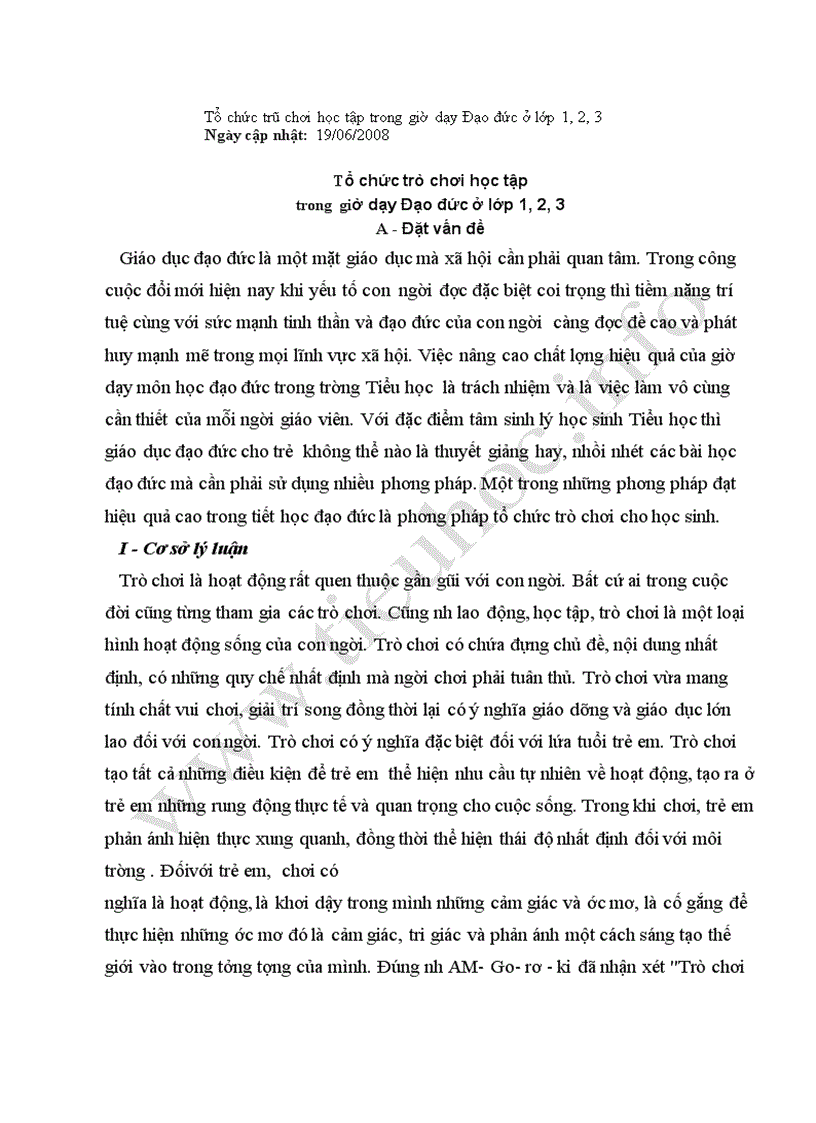 image for page Tổ chức trò chơi học tập trong giờ dạy Đạo đức