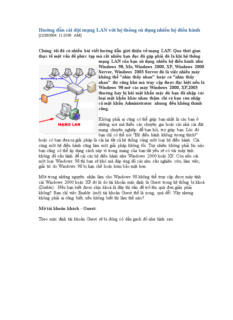 image for page Hướng dẫn cài đặt mạng LAN với hệ thống sử dụng nhiều hệ điều hành