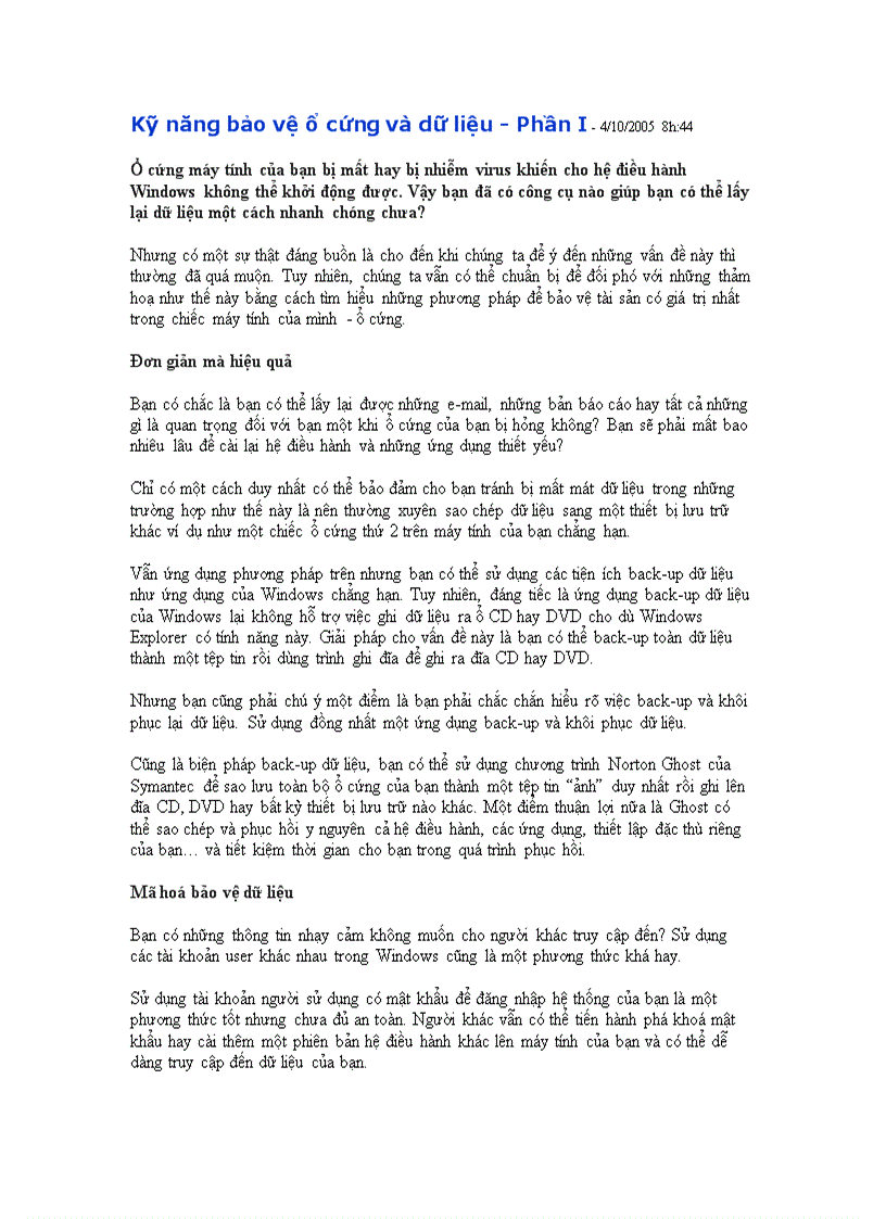 image for page Kỹ năng bảo vệ ổ cứng và dữ liệu