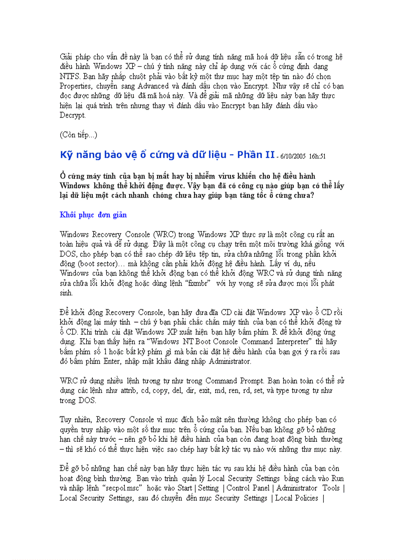 image for page Kỹ năng bảo vệ ổ cứng và dữ liệu