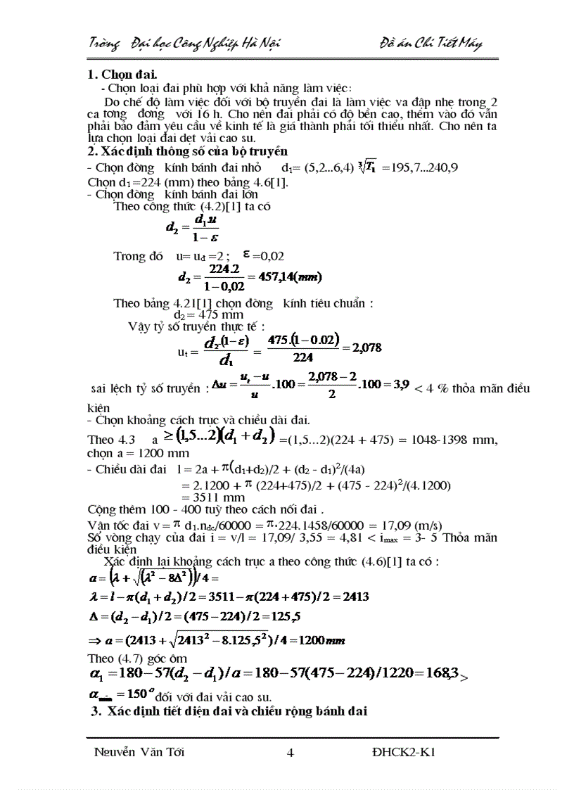 image for page Đồ án chi tiết máy Tính toán bộ truyền đai và hộp giảm tốc