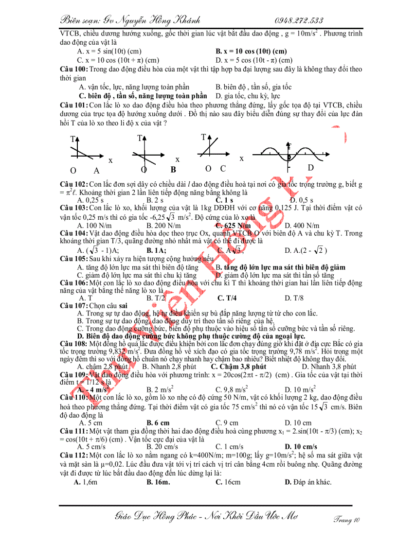 image for page Các bài toán trắc nghiệm dao động cơ học