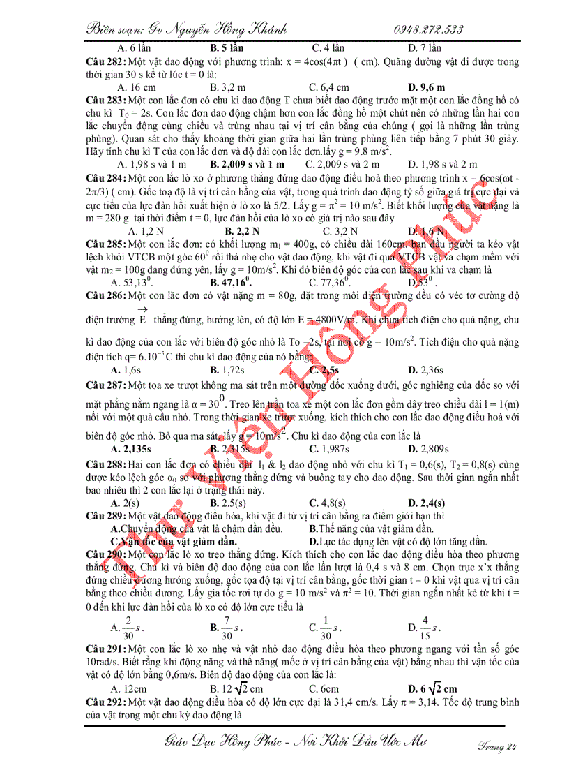 image for page Các bài toán trắc nghiệm dao động cơ học