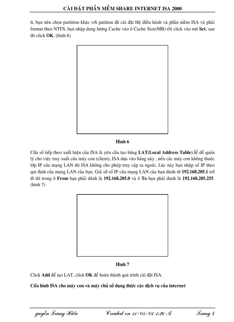 image for page Cài đặt phần mềm Share Internet ISA 2000