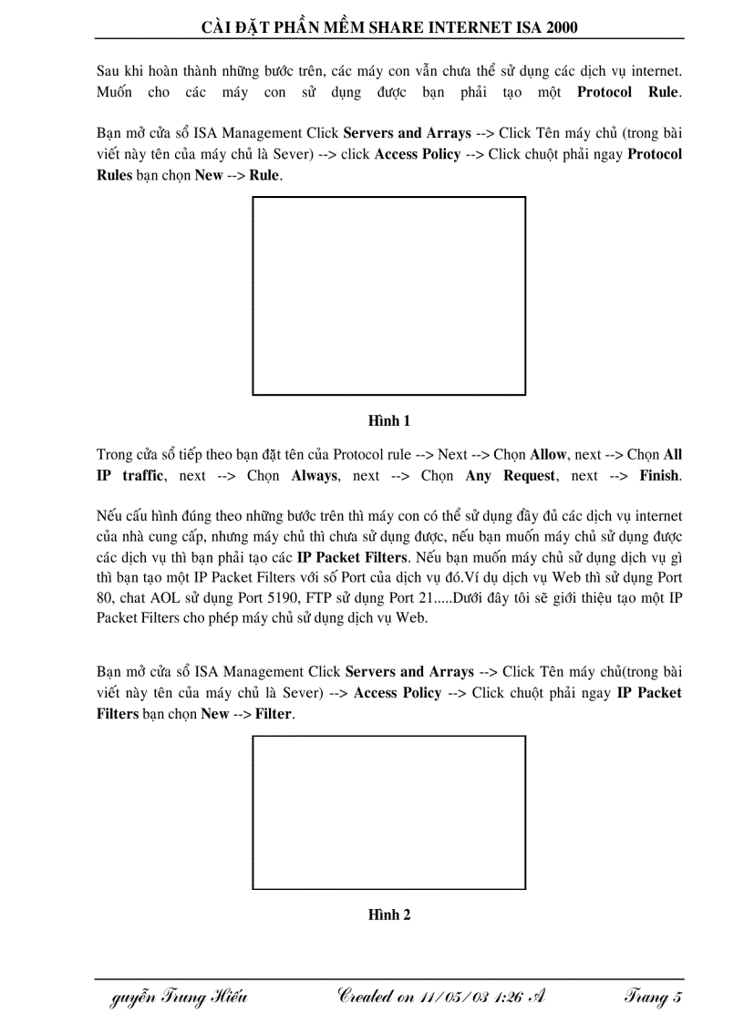 image for page Cài đặt phần mềm Share Internet ISA 2000