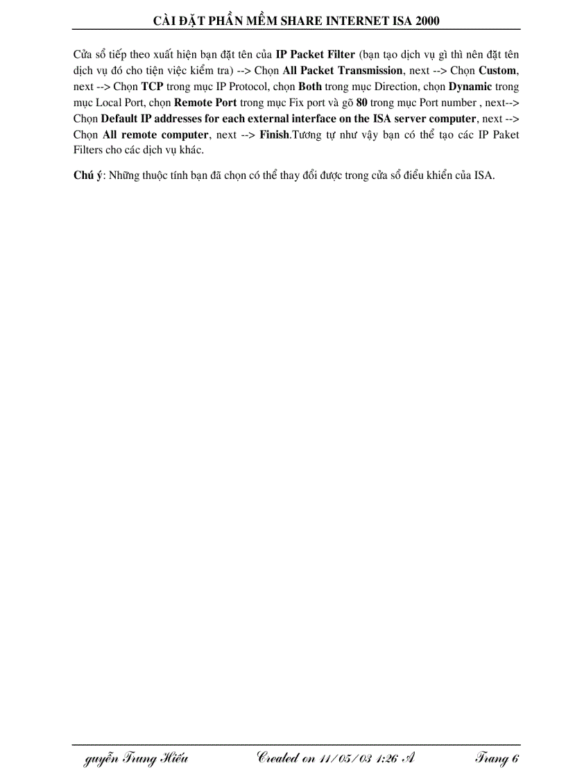 image for page Cài đặt phần mềm Share Internet ISA 2000