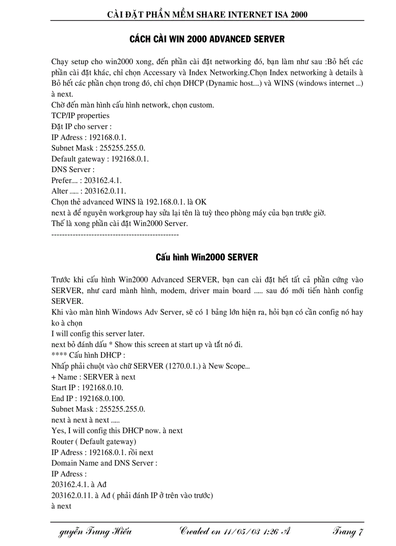 image for page Cài đặt phần mềm Share Internet ISA 2000