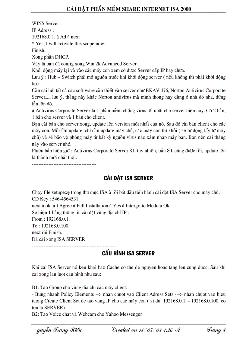 image for page Cài đặt phần mềm Share Internet ISA 2000
