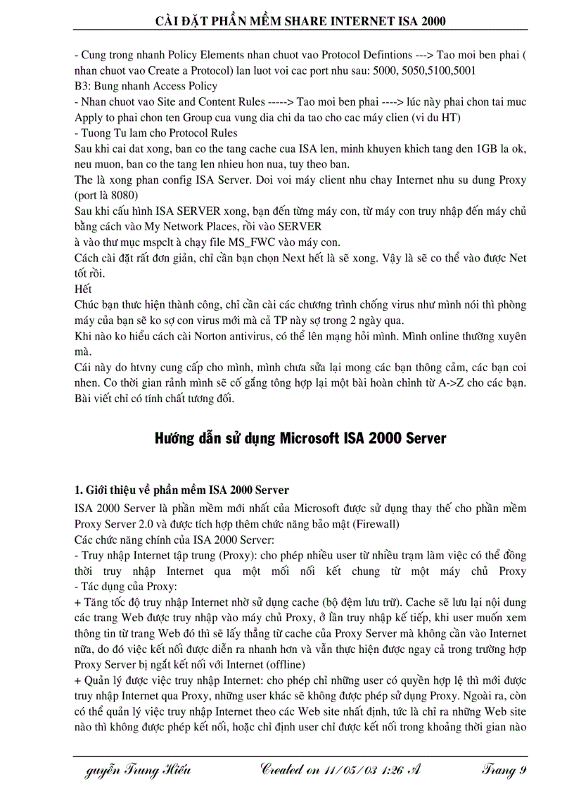 image for page Cài đặt phần mềm Share Internet ISA 2000