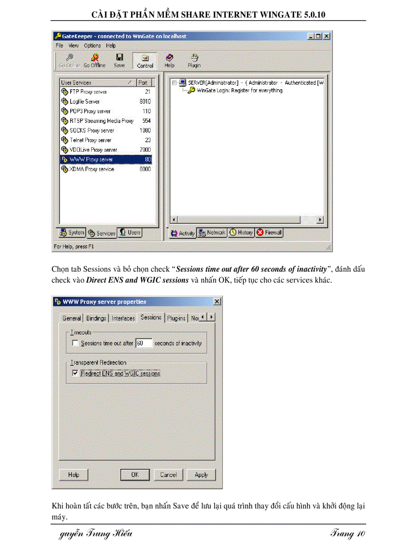image for page Cài đặt phần mềm Share Internet Wingate 5 0 10
