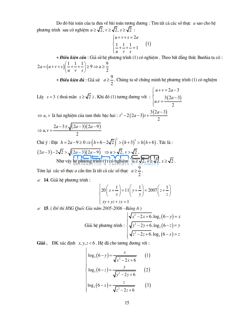 image for page Chuyên đề HỆ PHƯƠNG TRÌNH bồi dưỡng học sinh giỏi