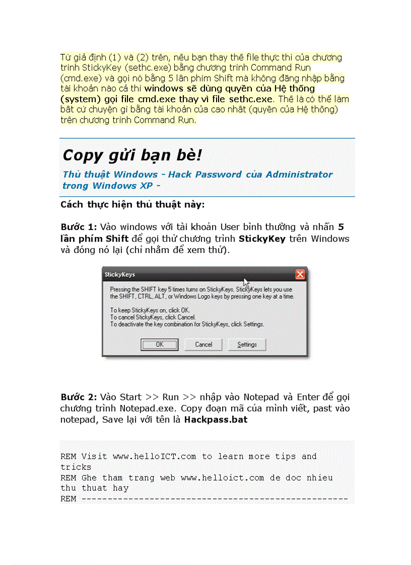 image for page Hack Password của Administrator trong Windows XP